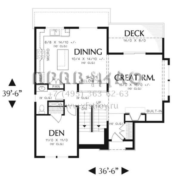 Проект трехэтажного дома с гаражом на три и более машин в стиле Ранчо S5-196 (2559-00044)