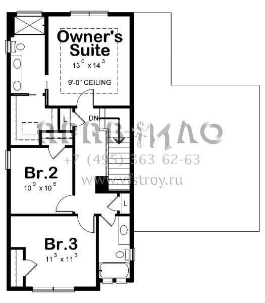 Проект одноэтажного дома с гаражом на две машины в американском стиле S5-221 (402-01561)