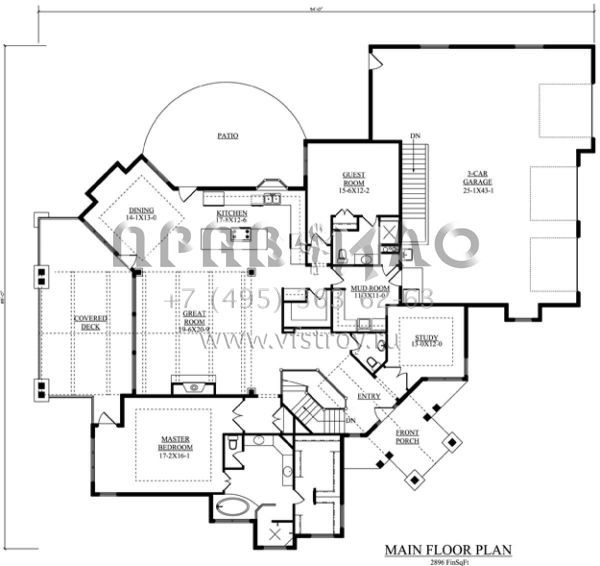 Проект одноэтажного дома с гаражом на три и более машин в скандинавском стиле S5-459 (5631-00057)