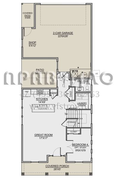 Проект двухэтажного дома с гаражом на две машины в стиле Ранчо S5-161 (7306-00034)