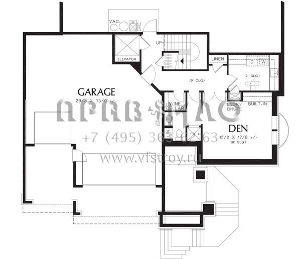 Проект одноэтажного дома с гаражом на три и более машин в американском стиле S5-291 (2559-00172)