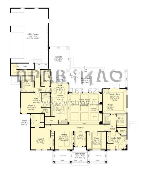Проект одноэтажного дома с гаражом на три и более машин в современном стиле S5-240 (8436-00122)