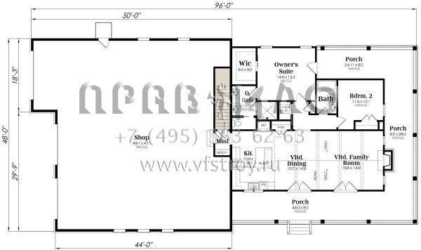 Проект одноэтажного дома с гаражом на три и более машин в стиле БарнХаус S5-119 (009-00346)