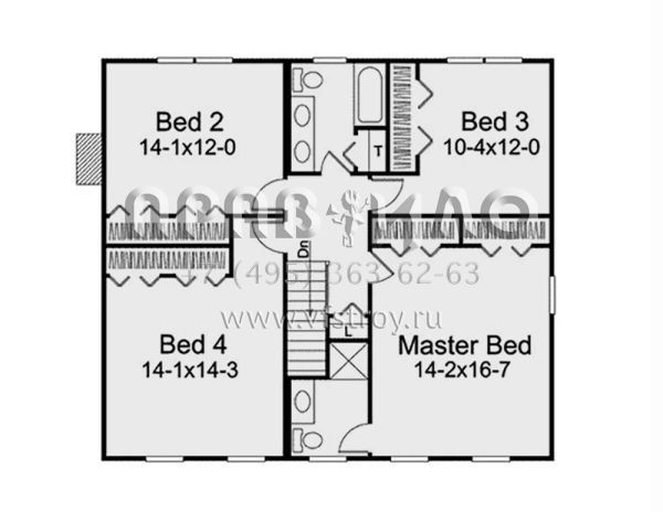 Проект двухэтажного дома с гаражом на две машины в стиле Ранчо S5-214 (5633-00434)