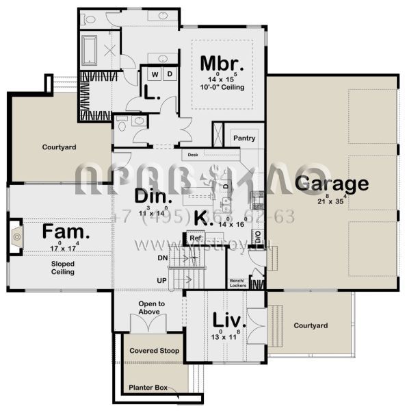 Проект двухэтажного дома с гаражом на три и более машин в современном стиле S5-285 (963-00333)