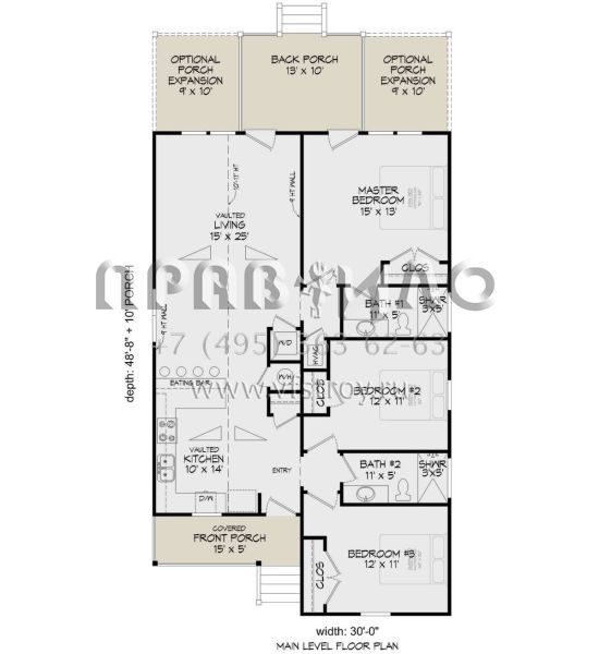 Проект одноэтажного дома без гаража в прибрежном стиле S5-122 (3367-00073)