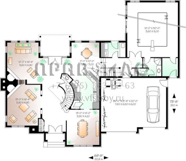 Проект двухэтажного дома с гаражом на две машины в английском стиле S5-379 (034-00495)