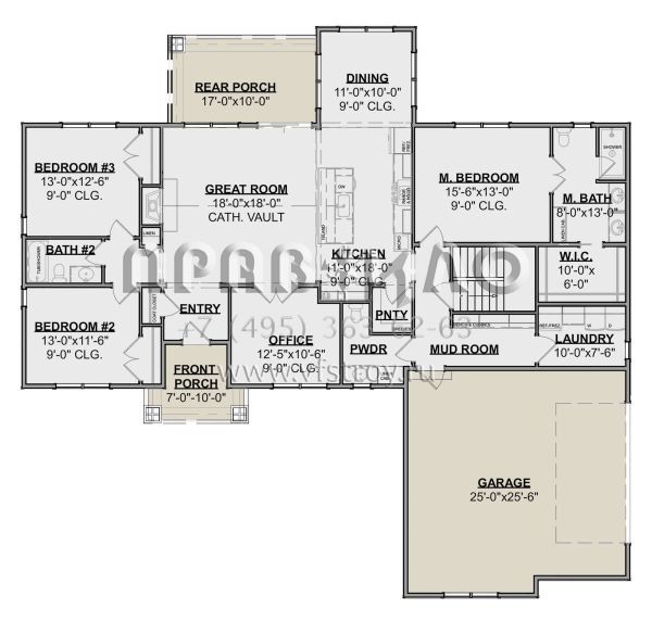 Проект одноэтажного дома с гаражом на две машины в стиле Ранчо S5-198 (1462-00008)