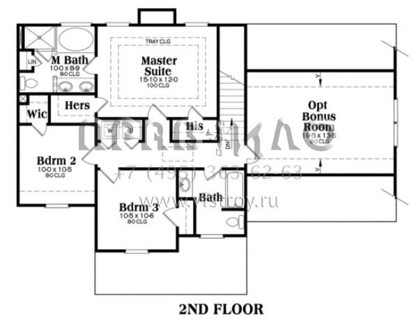 Проект двухэтажного дома с гаражом на две машины в стиле Ранчо S5-147 (009-00062)