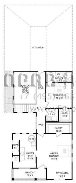 Проект двухэтажного дома с гаражом на три и более машин в стиле Ранчо S5-236 (940-00050)