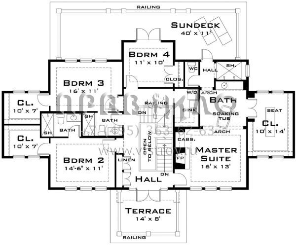 Проект двухэтажного дома с гаражом на три и более машин в стиле Особняк S5-311 (028-00041)
