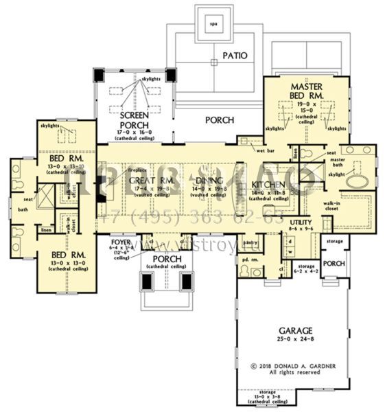 Проект одноэтажного дома с гаражом на две машины в американском стиле S5-231 (2865-00328)