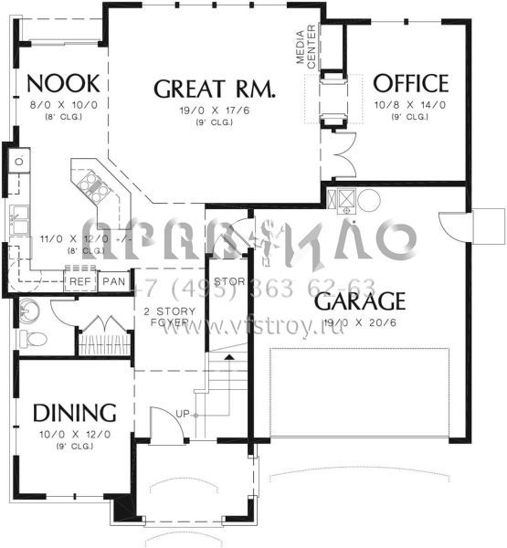 Проект двухэтажного дома с гаражом на две машины в современном стиле S5-212 (2559-00382)