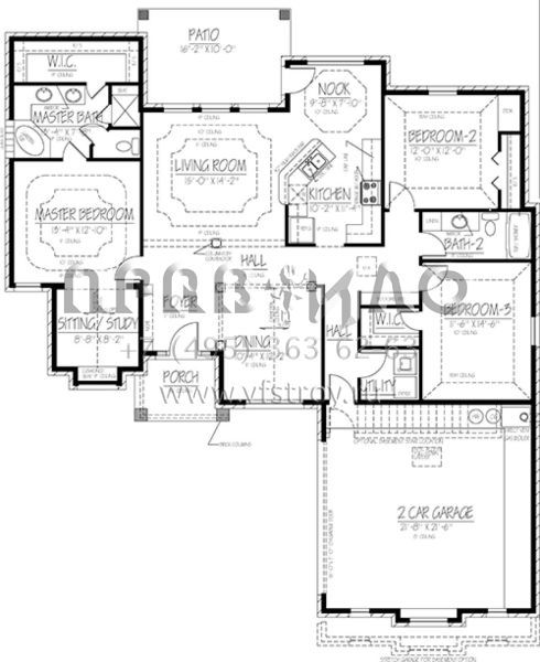 Проект одноэтажного дома с гаражом на две машины в стиле Ранчо S5-173 (1754-00006)
