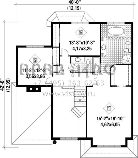 Проект двухэтажного дома с гаражом на одну машину в стиле Ранчо S5-238 (6146-00078)