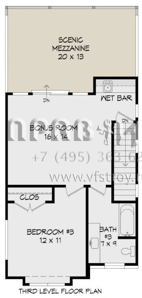 Проект трехэтажного дома без гаража в современном стиле S5-198 (940-00194)