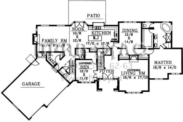 Проект двухэтажного дома с гаражом на три и более машин в стиле Ранчо S5-370 (692-00104)