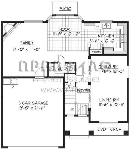 Проект двухэтажного дома с гаражом на две машины в стиле Ранчо S5-192 (9488-00017)