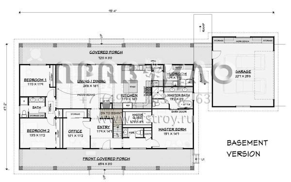Проект двухэтажного дома с гаражом на две машины в стиле Ранчо S5-246 (3125-00010)