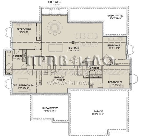Проект одноэтажного дома с гаражом на три и более машин в стиле Ранчо S5-229 (425-00037)