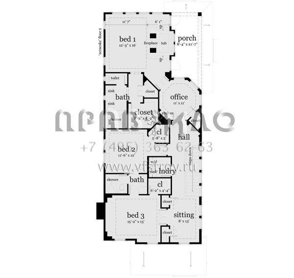 Проект двухэтажного дома с отдельно стоящим гаражом S5-290 (028-00036)
