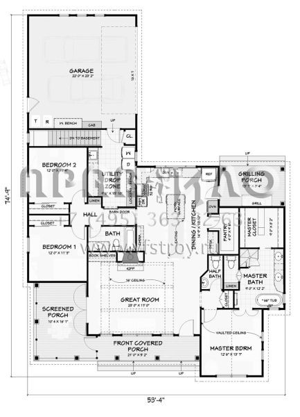 Проект одноэтажного дома с гаражом на две машины в стиле Ранчо S5-168 (3125-00026)