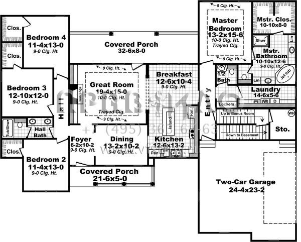 Проект одноэтажного дома с гаражом на две машины в английском стиле S5-213 (348-00228)
