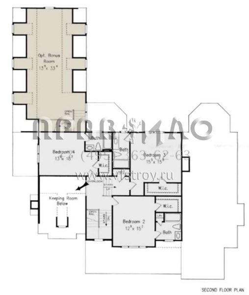 Проект двухэтажного дома с гаражом на три и более машин в стиле Ранчо S5-338 (8594-00339)