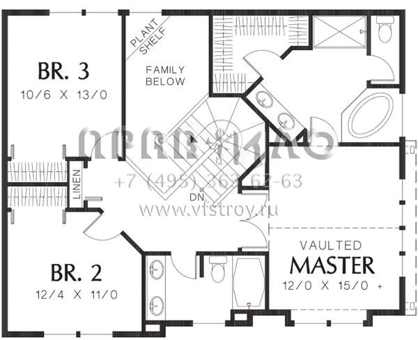 Проект двухэтажного дома с гаражом на две машины в стиле Ранчо S5-212 (2559-00425)