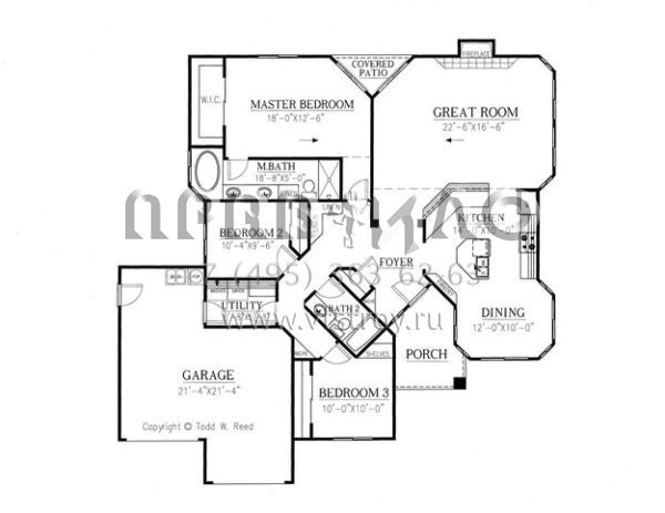 Проект одноэтажного дома с гаражом на две машины в стиле Райт S5-158 (286-00050)