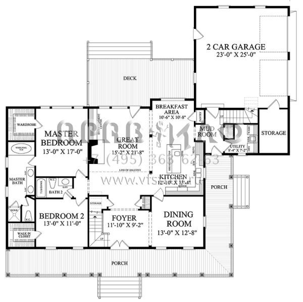 Проект двухэтажного дома с гаражом на две машины в стиле Ранчо S5-237 (7922-00232)