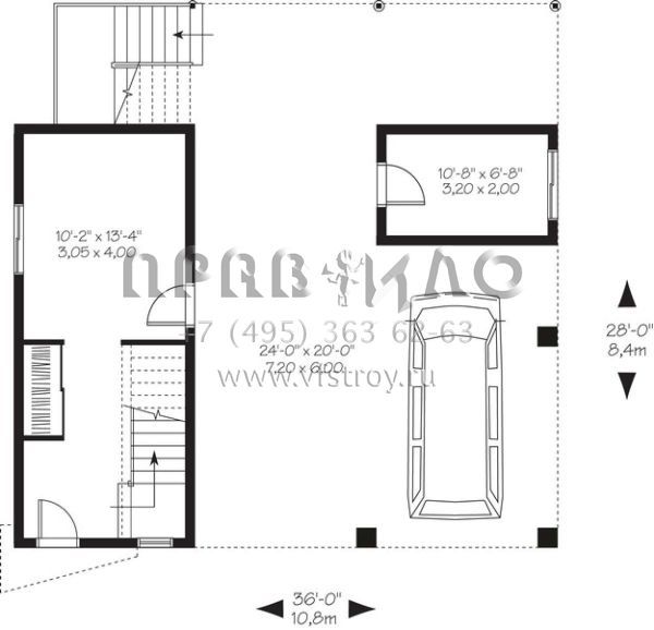 Проект одноэтажного дома с гаражом на две машины в прибрежном стиле S5-124 (034-01065)