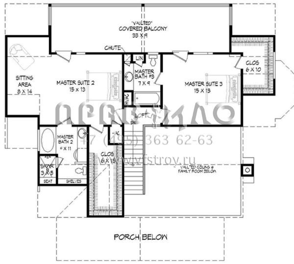 Проект двухэтажного дома без гаража в стиле Шале S5-214 (940-00017)