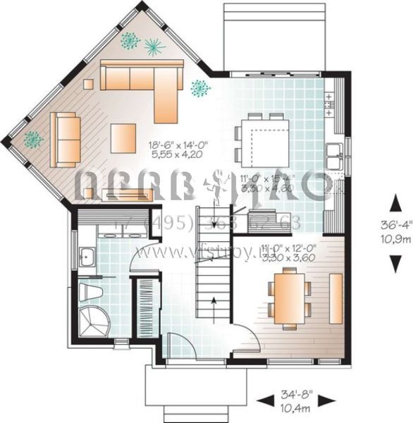 Проект одноэтажного дома без гаража в современном стиле S5-157 (034-01063)