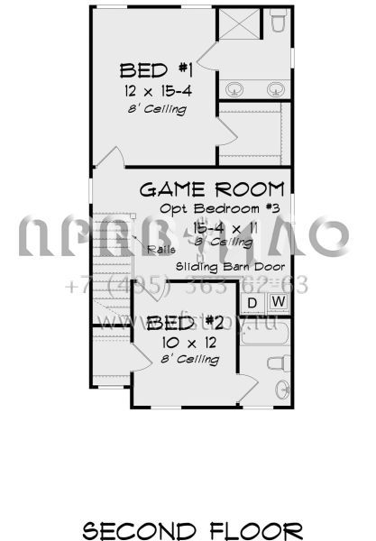 Проект двухэтажного дома с гаражом на одну машину в стиле Ранчо S5-145 (4848-00356)