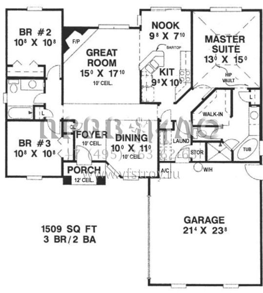 Проект одноэтажного дома с гаражом на две машины в стиле Ранчо S5-140 (4766-00010)