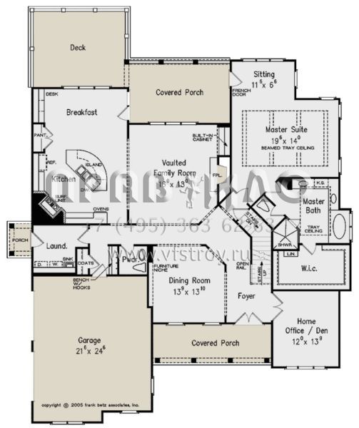 Проект двухэтажного дома с гаражом на две машины в стиле Ранчо S5-307 (8594-00265)