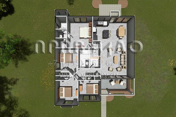 Проект одноэтажного дома без гаража в стиле Ранчо S5-138 (4848-00106)