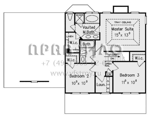 Проект двухэтажного дома с гаражом на две машины в стиле Ранчо S5-145 (8594-00328)
