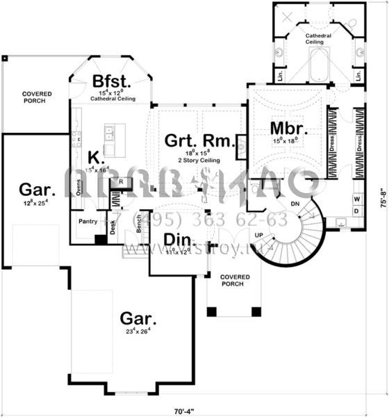 Проект двухэтажного дома с гаражом на три и более машин в английском стиле S5-325 (963-00268)