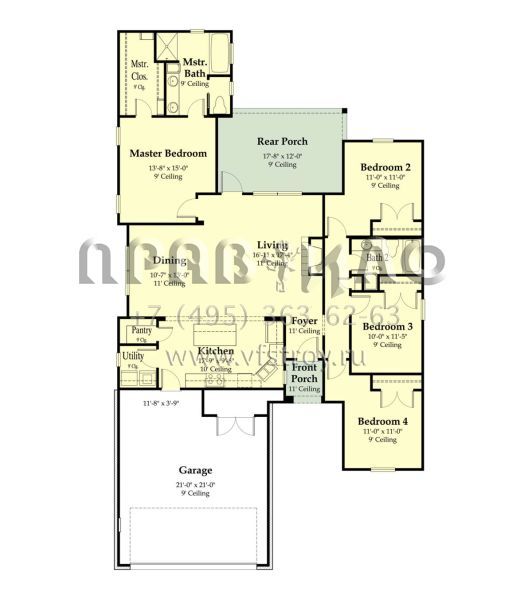 Проект одноэтажного дома с гаражом на две машины в стиле Ранчо S5-164 (7516-00066)