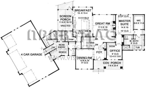 Проект одноэтажного дома с гаражом на три и более машин в американском стиле S5-293 (098-00280)