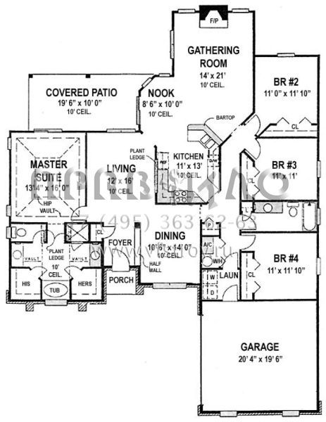 Проект одноэтажного дома с гаражом на две машины в стиле Ранчо S5-198 (4766-00044)