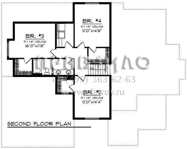Проект двухэтажного дома с гаражом на две машины в американском стиле S5-259 (1020-00070)