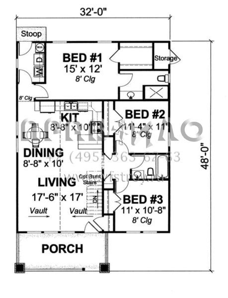 Проект одноэтажного дома без гаража в американском стиле S5-117 (4848-00110)