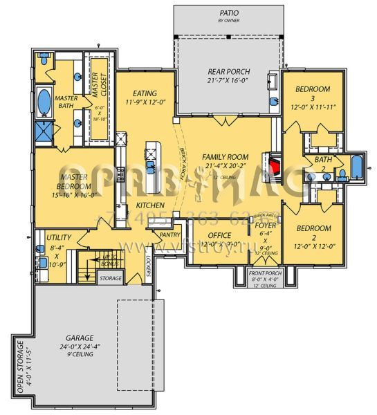 Проект одноэтажного дома с гаражом на две машины в стиле Ранчо S5-221 (9279-00008)
