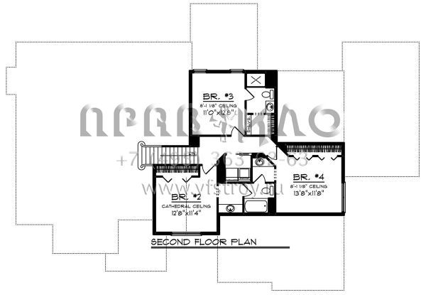 Проект двухэтажного дома с гаражом на три и более машин в американском стиле S5-279 (1020-00131)