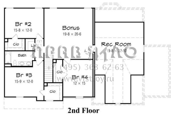 Проект двухэтажного дома с гаражом на две машины в стиле Ранчо S5-341 (3367-00030)