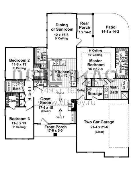 Проект одноэтажного дома с гаражом на две машины в современном стиле S5-154 (348-00043)