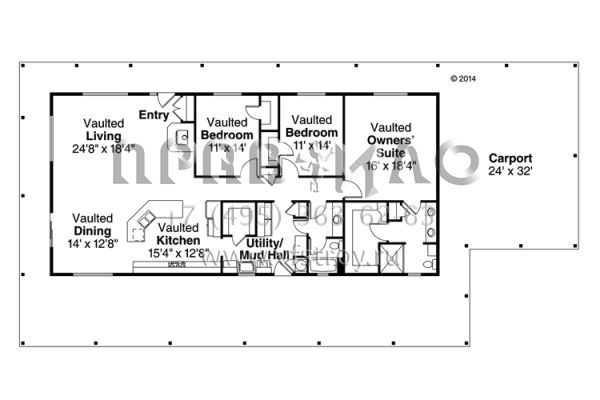 Проект одноэтажного дома с гаражом на две машины в стиле Ранчо S5-202 (035-00671)